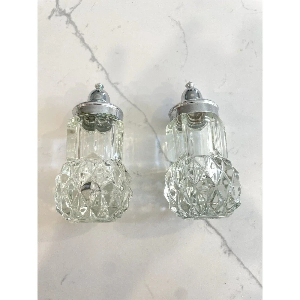 Vintage Crystal and Silver Plate Salt and Pepper Shakers